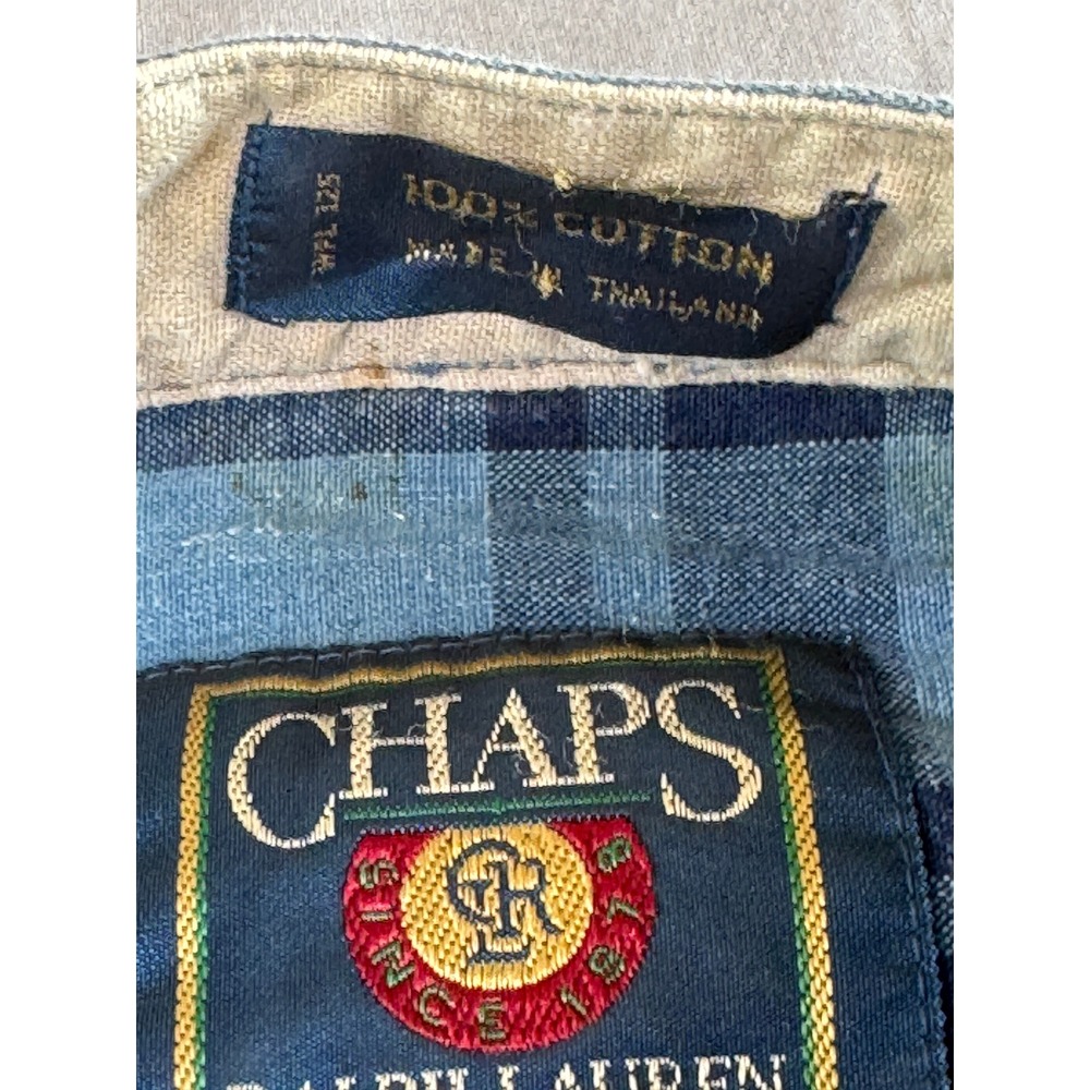 Vintage Chaps Ralph Lauren Shirt Medium Color Pattern Block Blue Long Sleeve - Picture 5 of 10